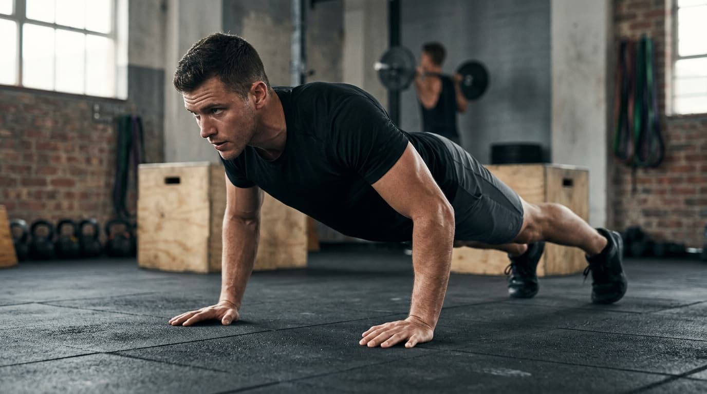 What is calisthenics — exercises and beginner guide Athlete performing a pull-up and push-up demonstrating fundamental calisthenics exercises — what is calisthenics guide